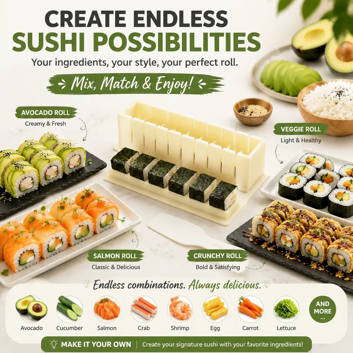 🍣Sushi Maker Mold – Perfect Homemade Rolls Made Easy