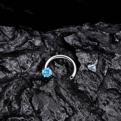 💖Zirconia Horseshoe Ring with Threaded Gems for Piercings