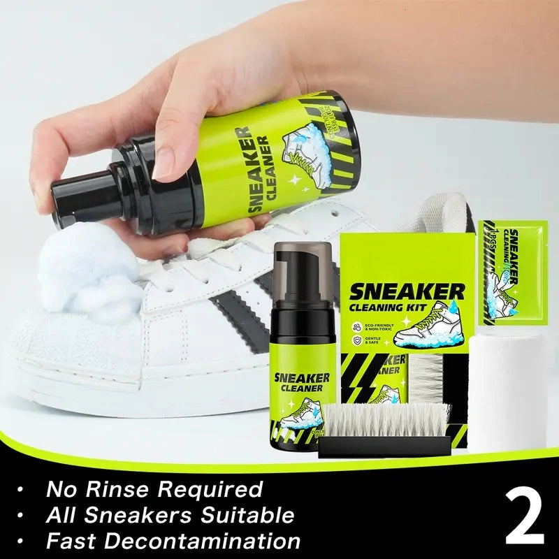 Shoe Care Kit: Shoe cleaning and care kit including dry cleaner, stain removal wipes, basketball shoe cleaner, and dedicated brushes