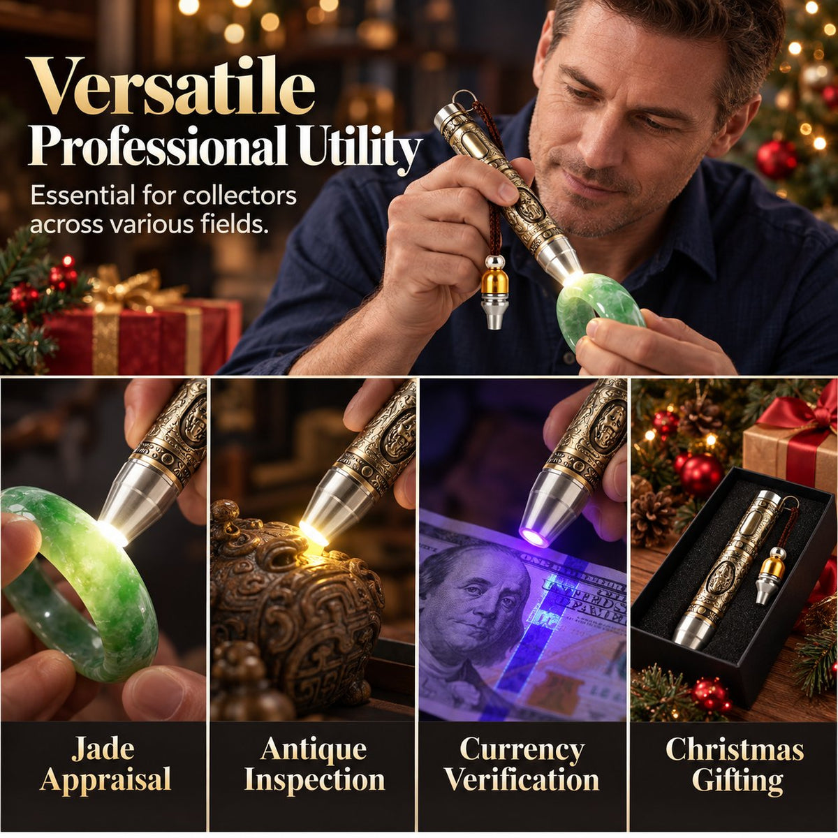 Professional 3-in-1 Gemstone Identification Flashlight