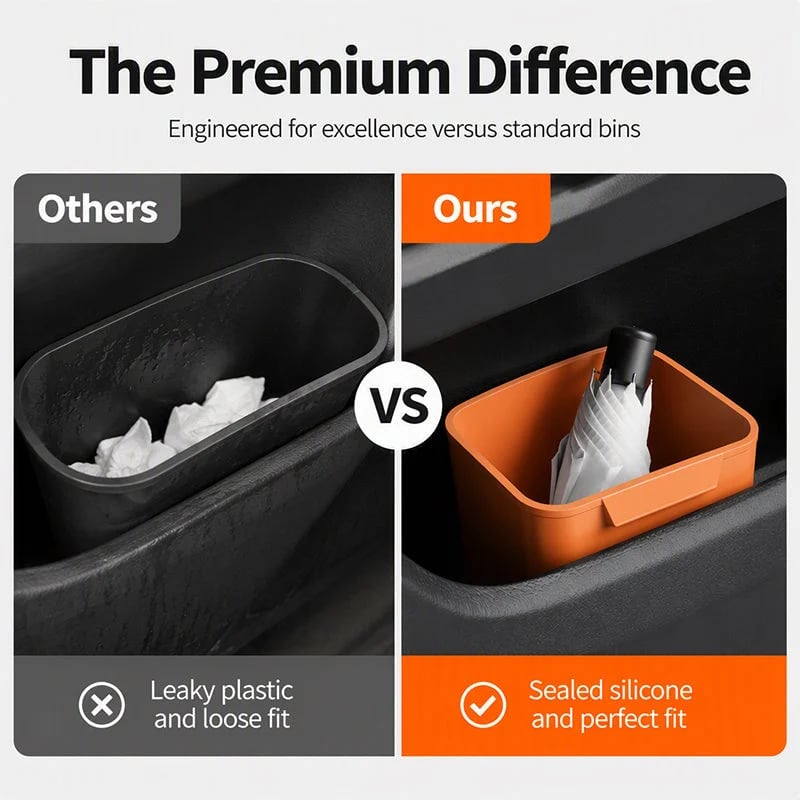 🚗49% OFF NOW! Silicone Car Door Organizer Bin, Waterproof Universal Car Door Side Storage Holder, Liquid‑Silicone Car Interior Caddy for Umbrella, Trash, Small Accessories