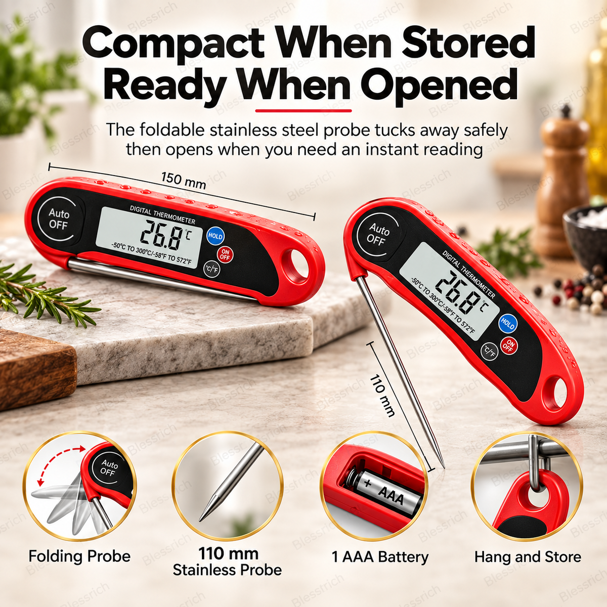 Instant-Read Digital Meat Thermometer