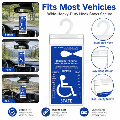 🔥🚗 Handicap Parking Placard Holder( 2 Pcak )🔥(Excluding blue cards)