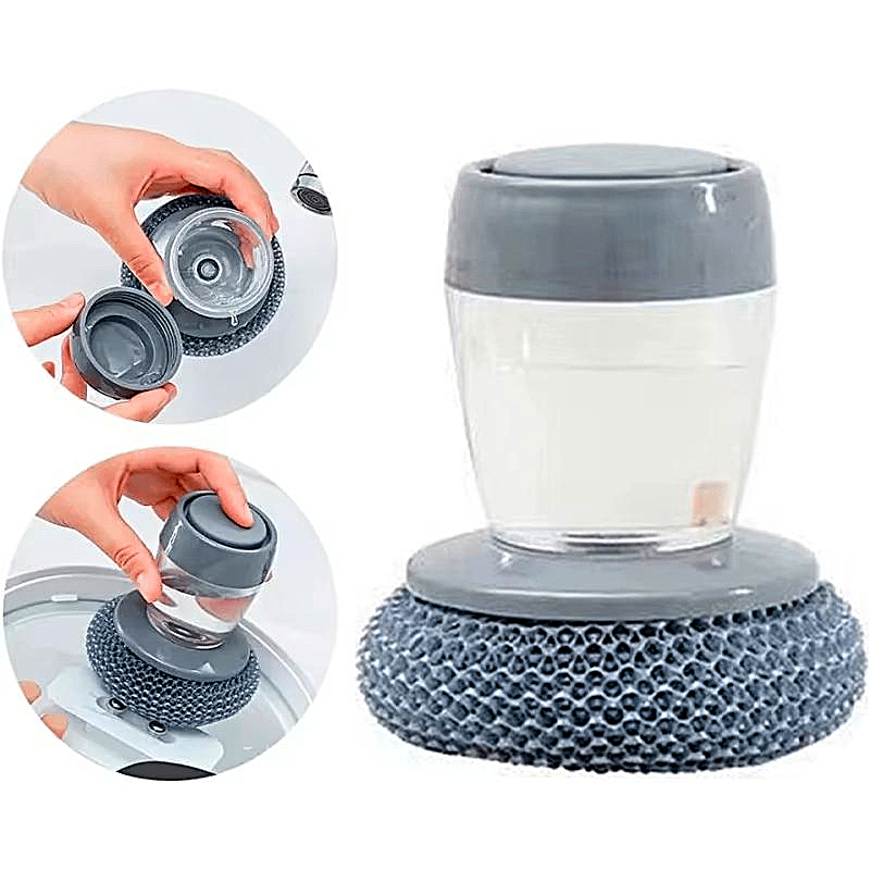 🏆Oferta Flash⚡ ¡Más de 50 mil vendidos! 🧽 Cepillo de cocina con dispensador de jabón y agarre cómodo