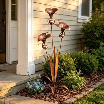 🏡Three Calla Lilies Garden Stake with Bells