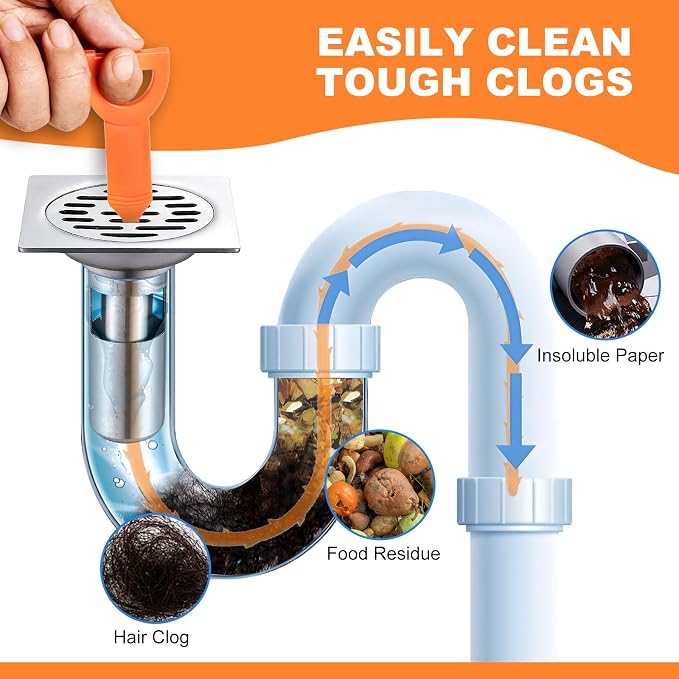 10PCS Hair Clog Remover for Toilet Pipes and Sinks