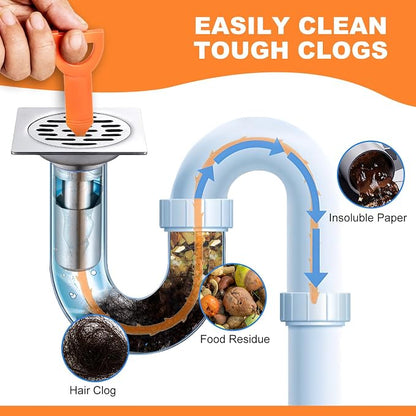 10PCS Hair Clog Remover for Toilet Pipes and Sinks