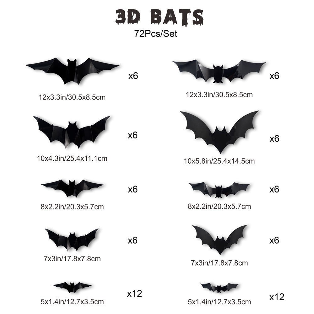 3D LED Glowing Bat Wall Decorations – Halloween Flying Bat Swarm Set