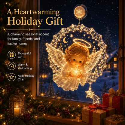 ✨🎄Lighted Christmas Window Decoration with Suction Cup | Flat Version Warm LED Window Light with Double-Layer Design & Multiple Festive Styles✨