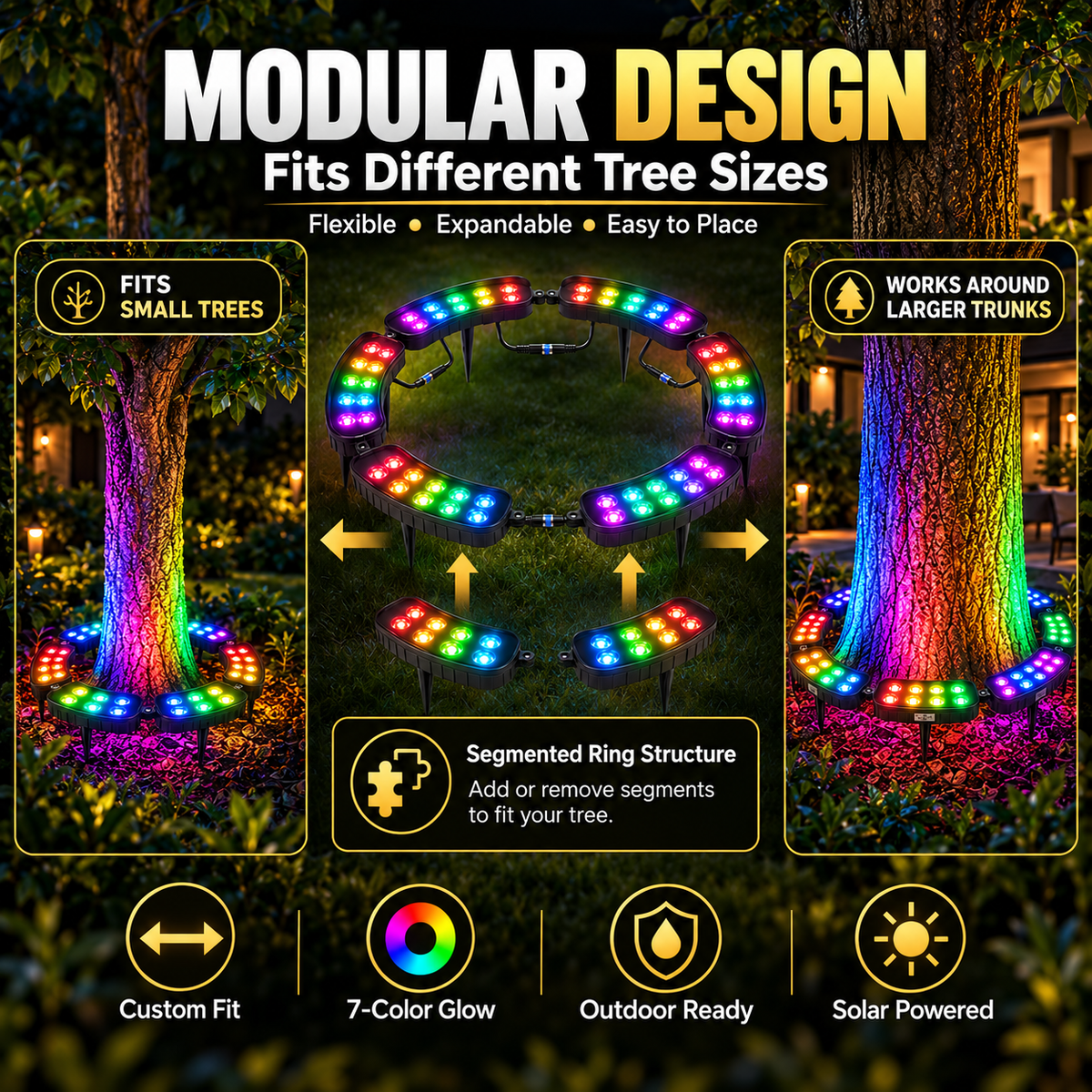 🎄 Make Every Tree Glow for Christmas – Solar RGB Landscape Ring Light💜💙💚