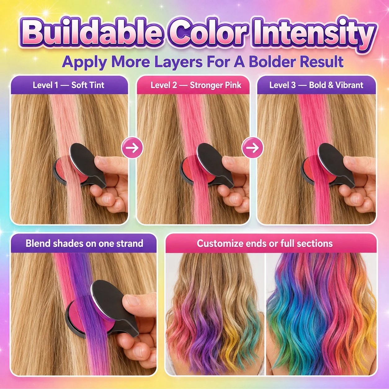 🔥50% OFF - 🌈12-Color Temporary Hair Chalk Applicator Set