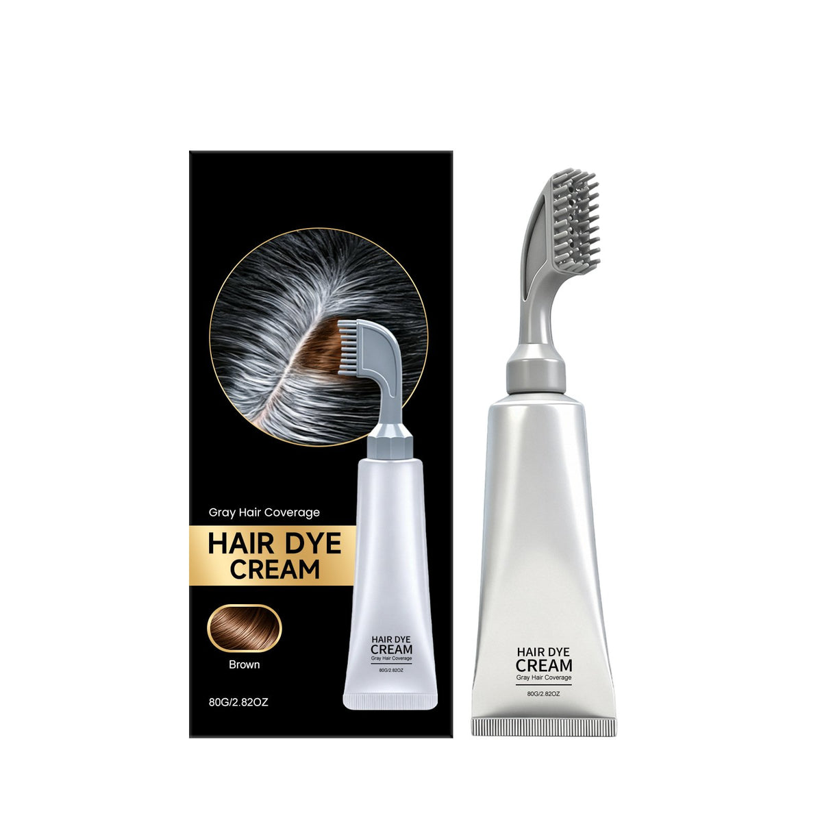 ✨Built‑in Comb Hair Dye Cream🪮Portable At‑Home Hair Color For Even Shiny Hair Touch‑Up