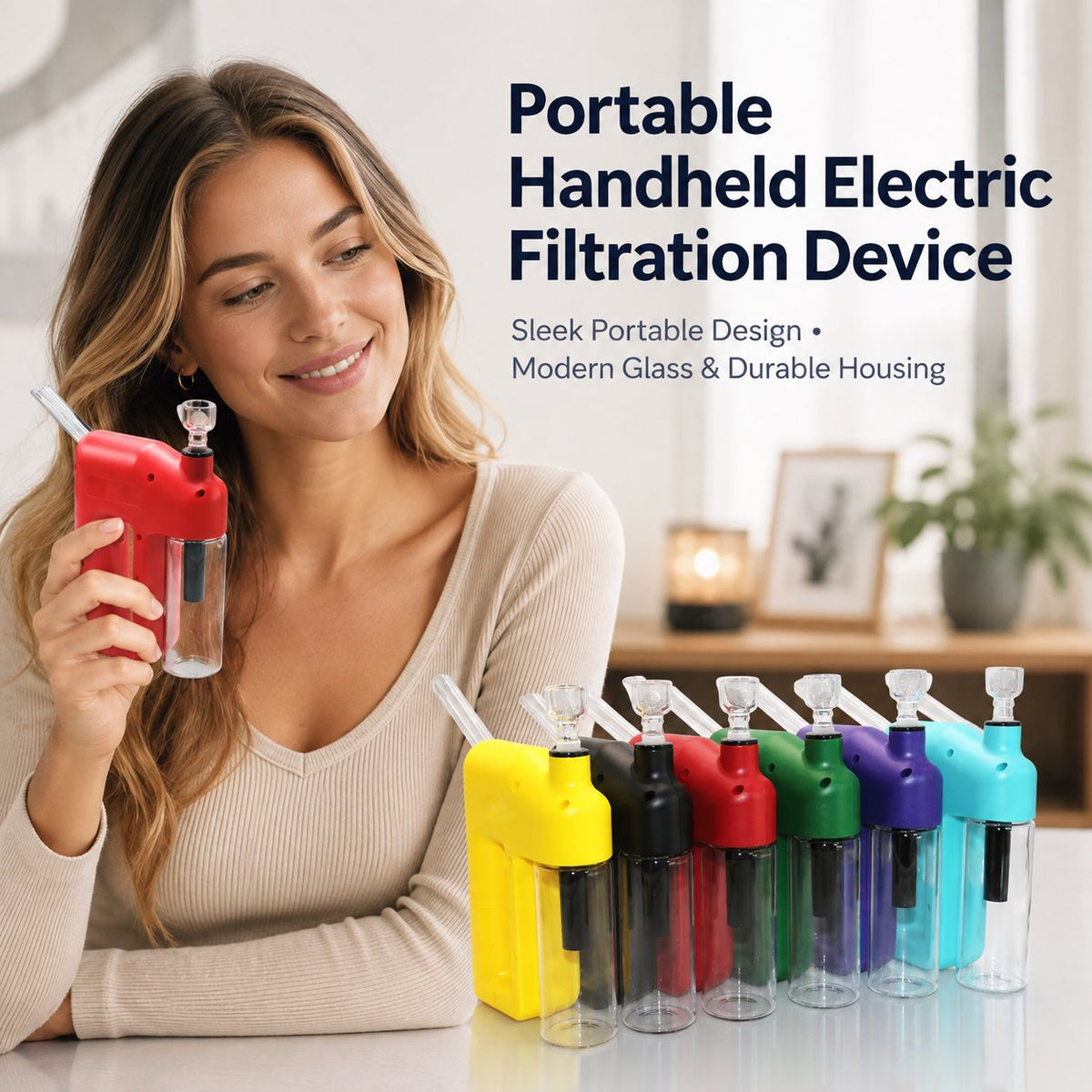 ✨ Portable Handheld Electric Filtration Device | Compact Glass Chamber Design with Electric-Assisted Operation & 6 Color Options