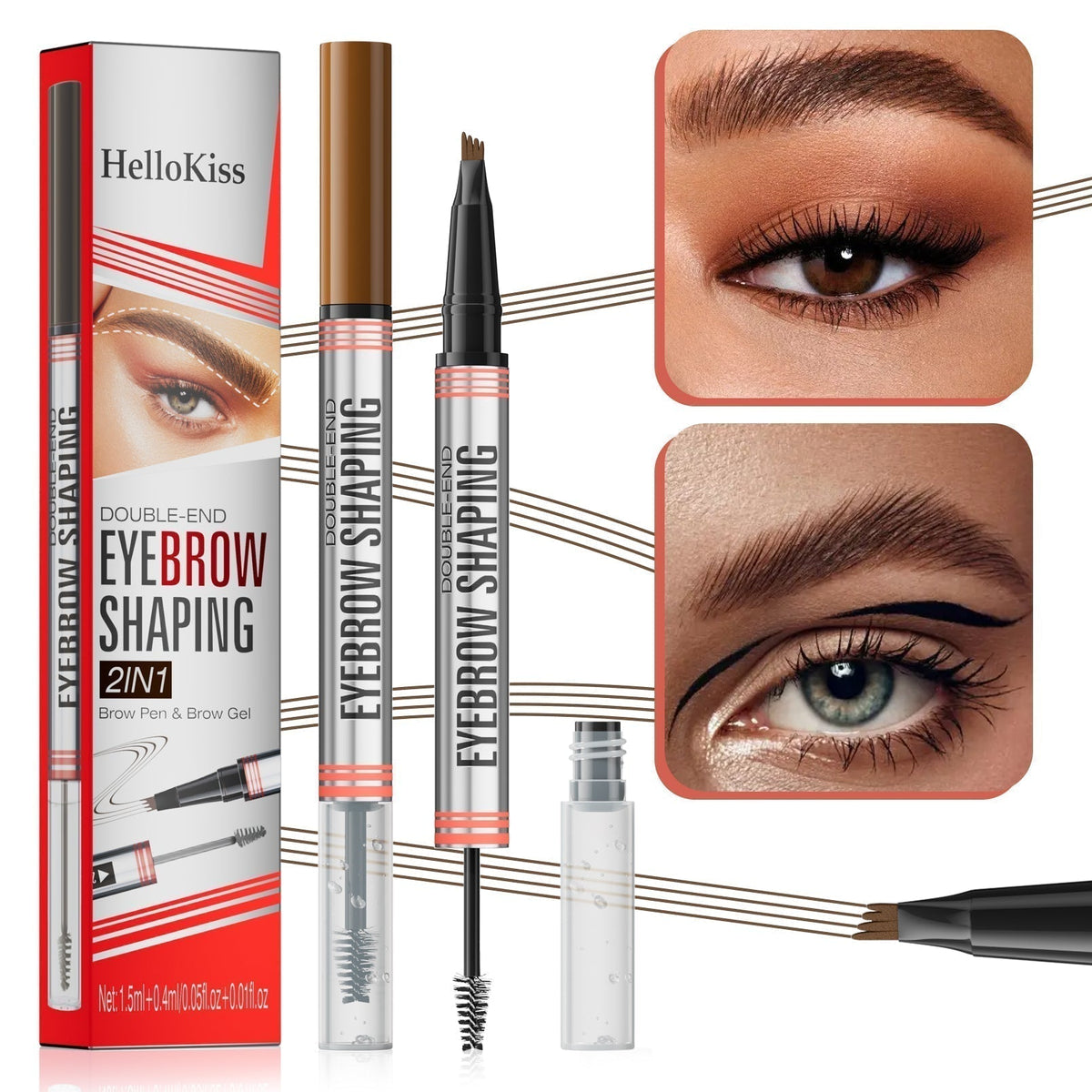 🔥✨BUY 1 GET 1 FREE!!2-in-1 Brow Pen and Sealing Brow Gel for Real Fuller Eyebrows🥳