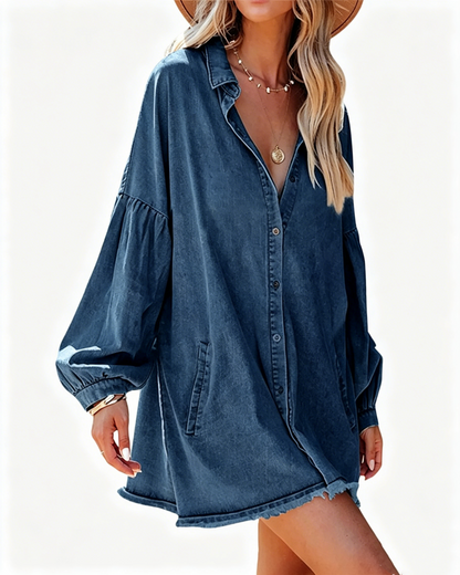 Oversized Distressed Denim Skirt