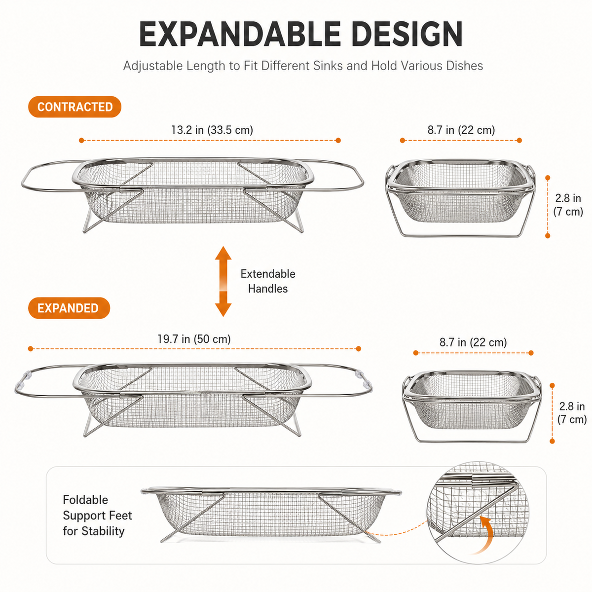 💦 Expandable Over-the-Sink Strainer Basket