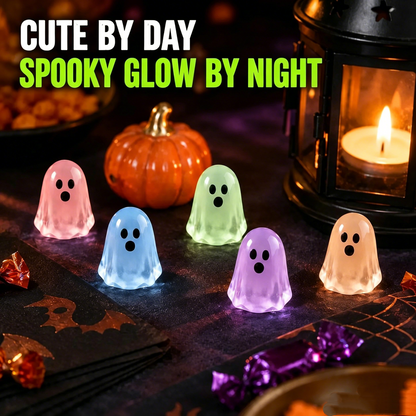 👻30-piece set of cute glow-in-the-dark ghost resin beads