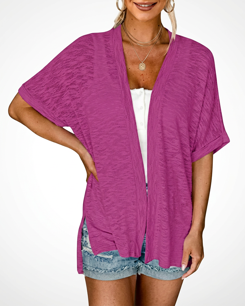 2026 Summer Short Sleeve Open Front Beach Coverup