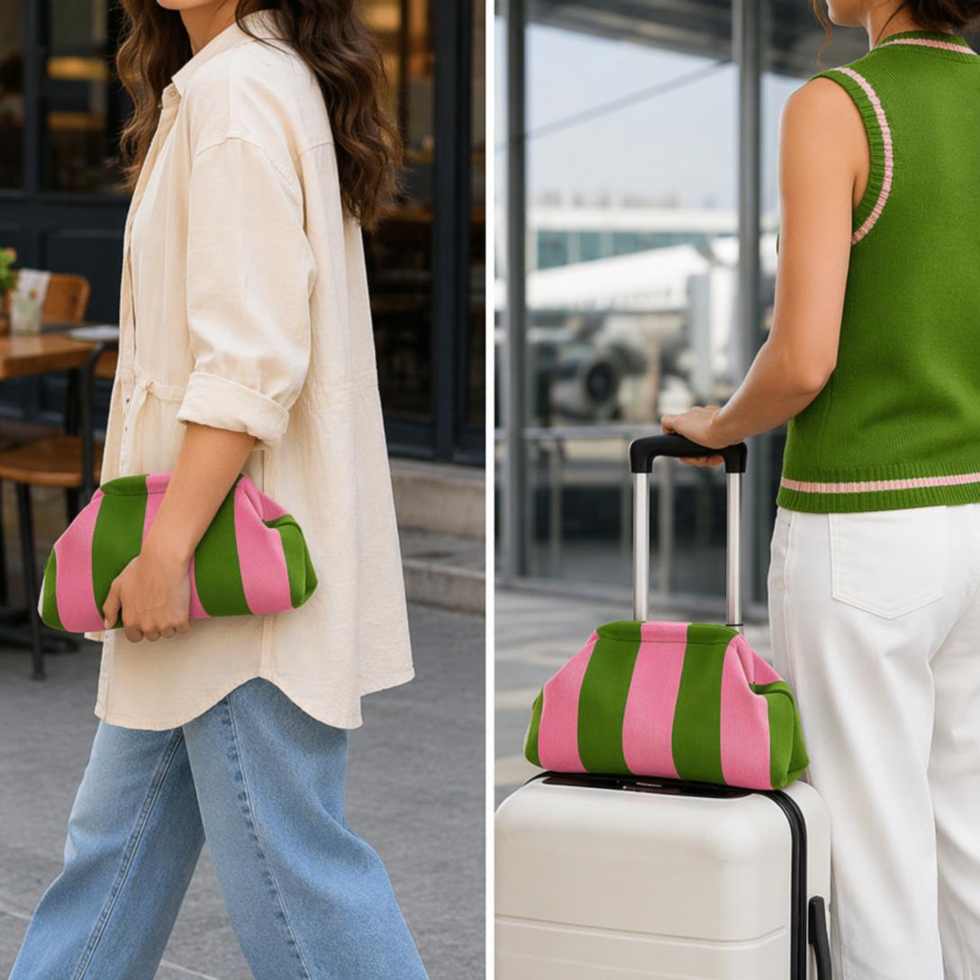 Bolso cruzado en nube a rayas y lunares de diamantes para mujer – Bolso ligero con cierre de clip para el estilo de cada día 👜