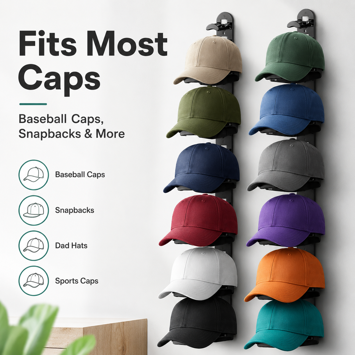 Hat Organizer for Wall 🧢 Holds 10 Hats per Rack