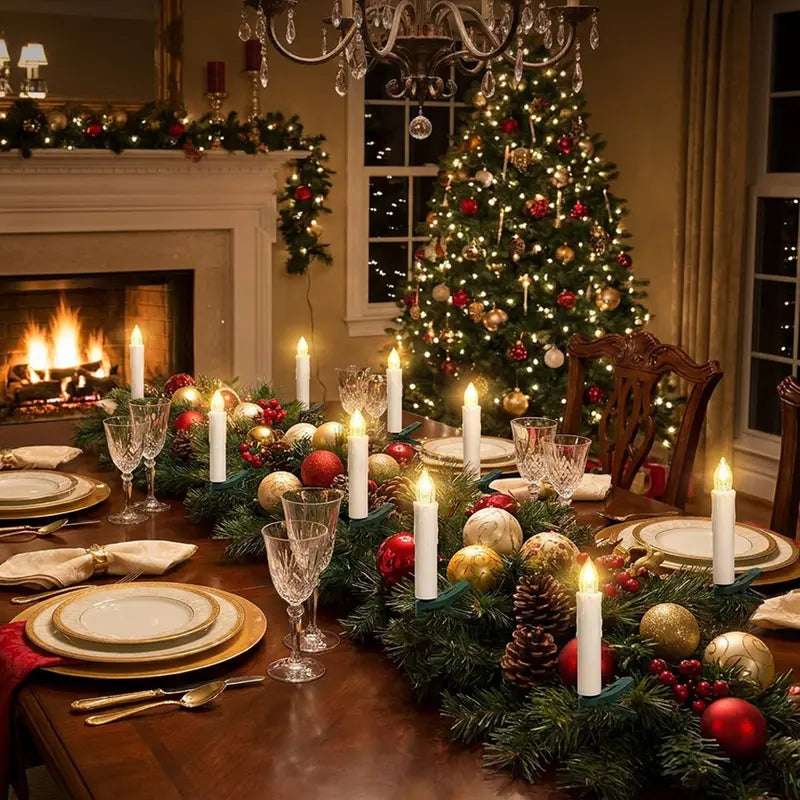 🎄 Flameless LED Christmas Candle Lights with Remote – 10/20 Pack