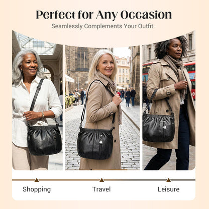 🔥Casual Pleated Bucket Soft Leather Handbag Shoulder Bag