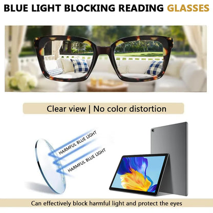 Buy 1 get 1 Free👓Tortoiseshell Reading Glasses – Blue Light Blocking Oversized Square Readers