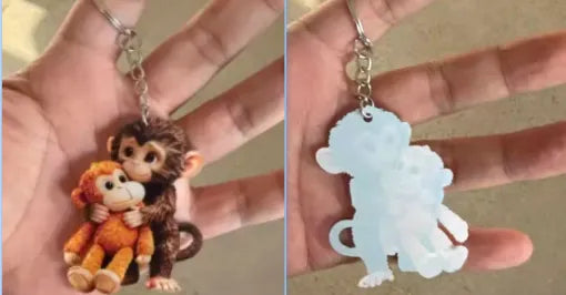 Monkey Hugging Monkey Keychain -Gift For Family, Friends, Loved Ones