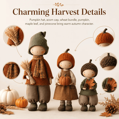 🍁Set of 3 Rustic Fall Harvest Doll Figurines