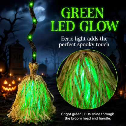Animated Halloween Witch Broom with Lights, Sound and Motion Decor