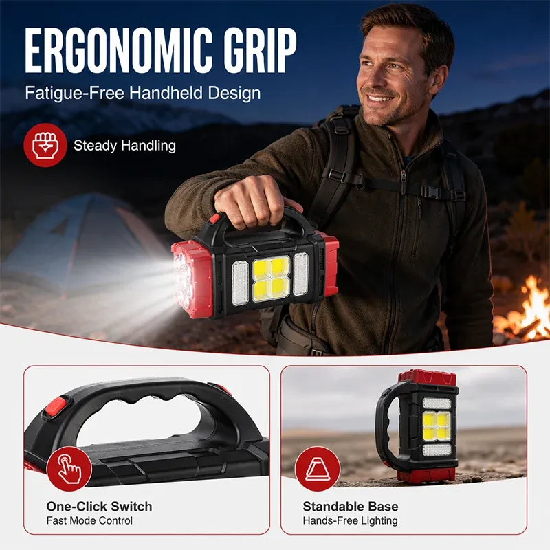 📢📢50% OFF !! ⏰Waterproof, impact-resistant, and bright enough to light up the whole campsite. 🔦Handheld solar flashlight