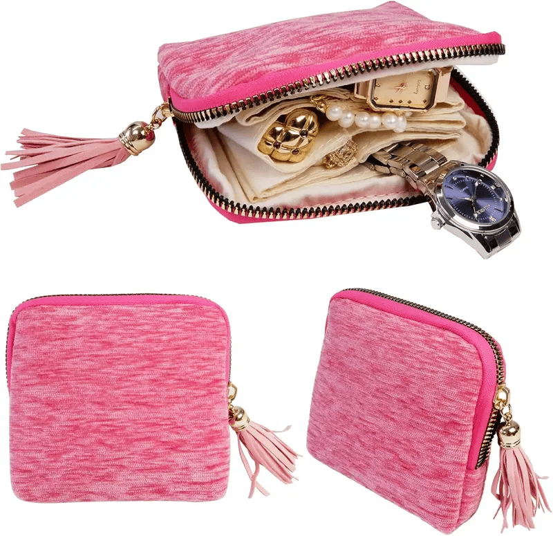 Estuche de joyería con cremallera Estuche de viaje para joyas Organizador portátil