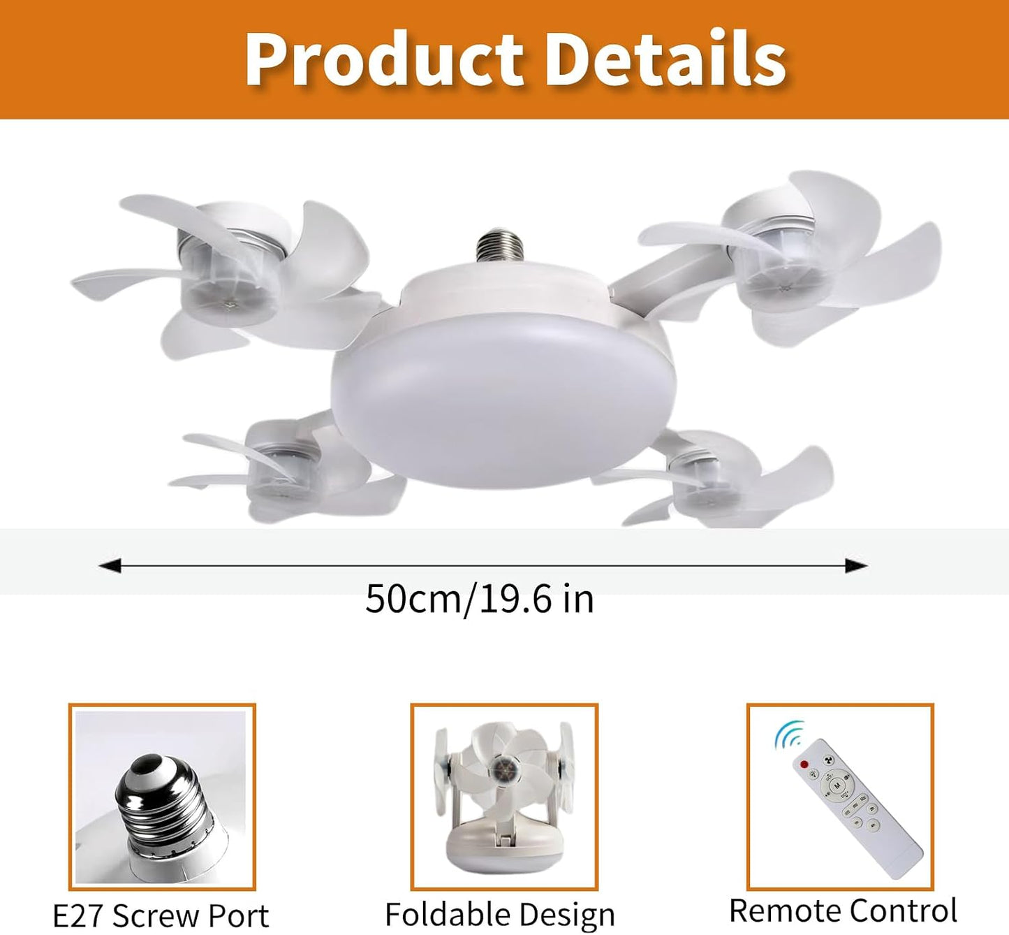 Luz de ventilador de techo LED 2 en 1 con control remoto