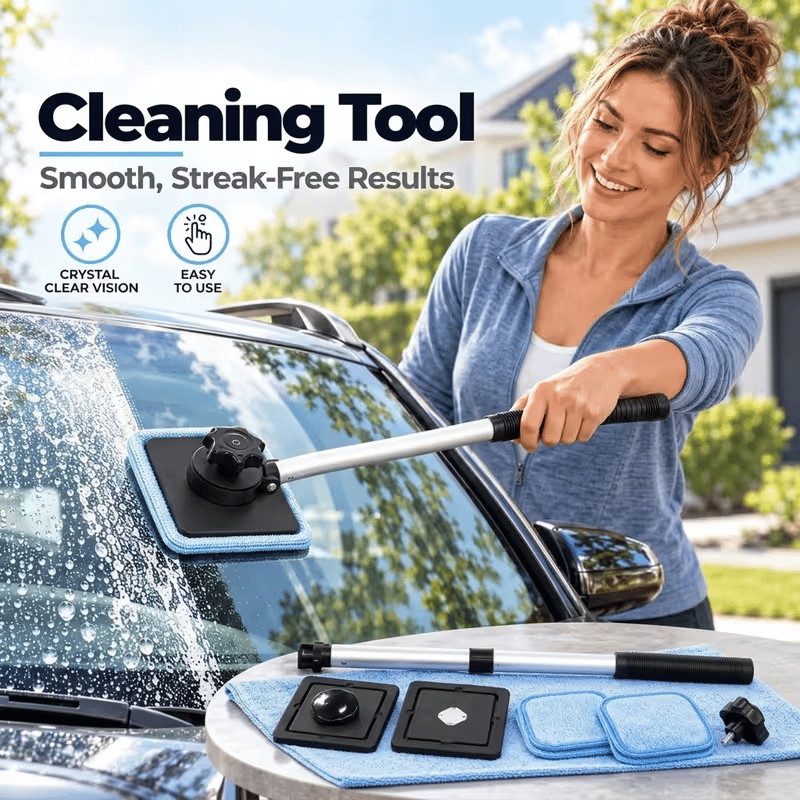 Dual Magnetic Car Windshield Cleaner | Streak-Free Auto Glass Cleaning Kit