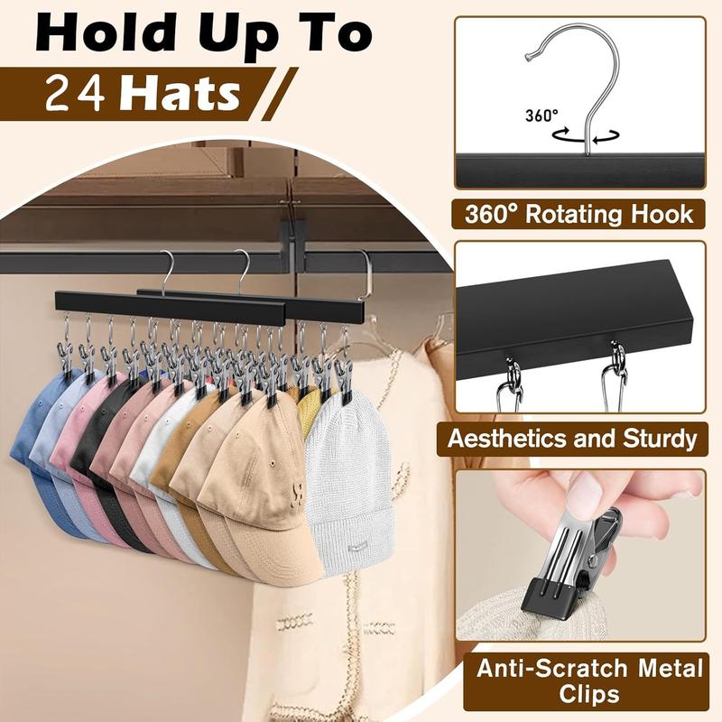 Semi-enclosed wooden hat rack with 12 stainless steel clips