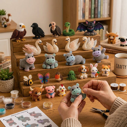 🔥🧵✨ Kit DIY de Animales con Cuentas 3D Pequeños (Producto sin terminar)