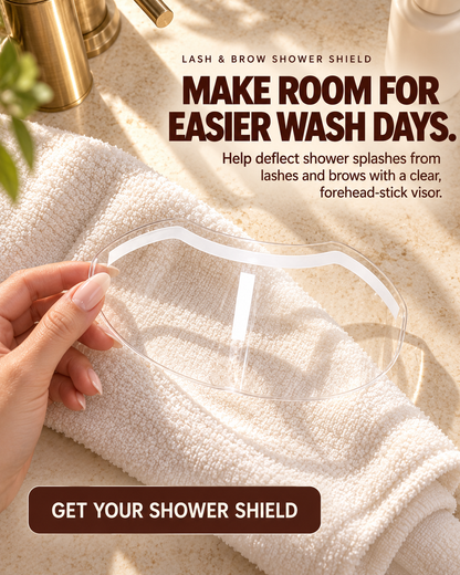 💧 Lash & Brow Shower Shield – Clear Adhesive Splash Guard for Lash Extensions, Brows & Easier Hair Washing