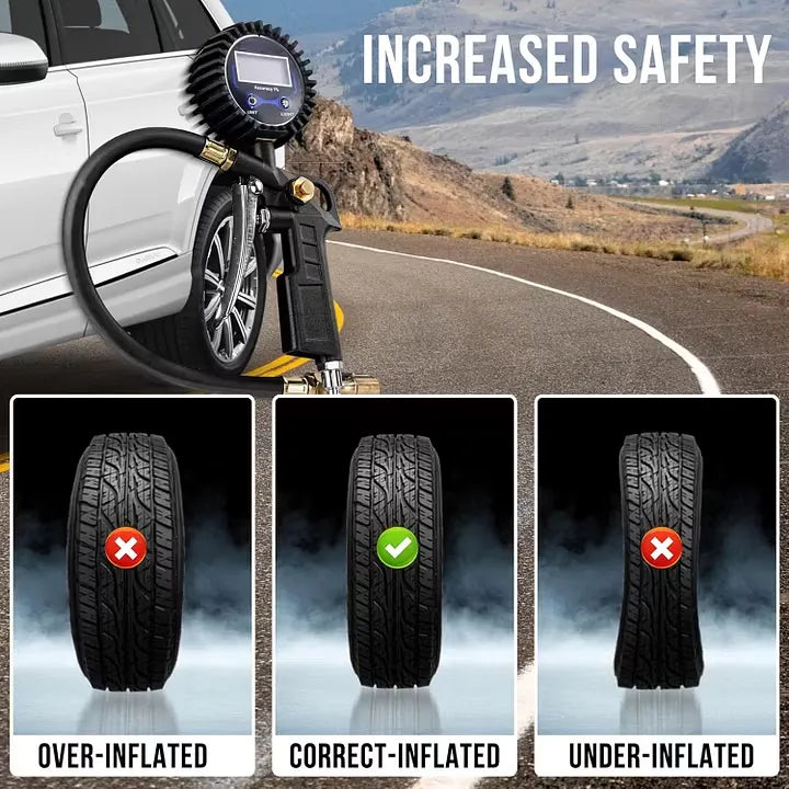 ⏰🔥Limited-Time 49% Off🔥Digital Tire Inflator Gauge 3-In-1 Inflate Deflate Pressure Tester High Accuracy Backlit LCD Air Compressor Tool For All Vehicles