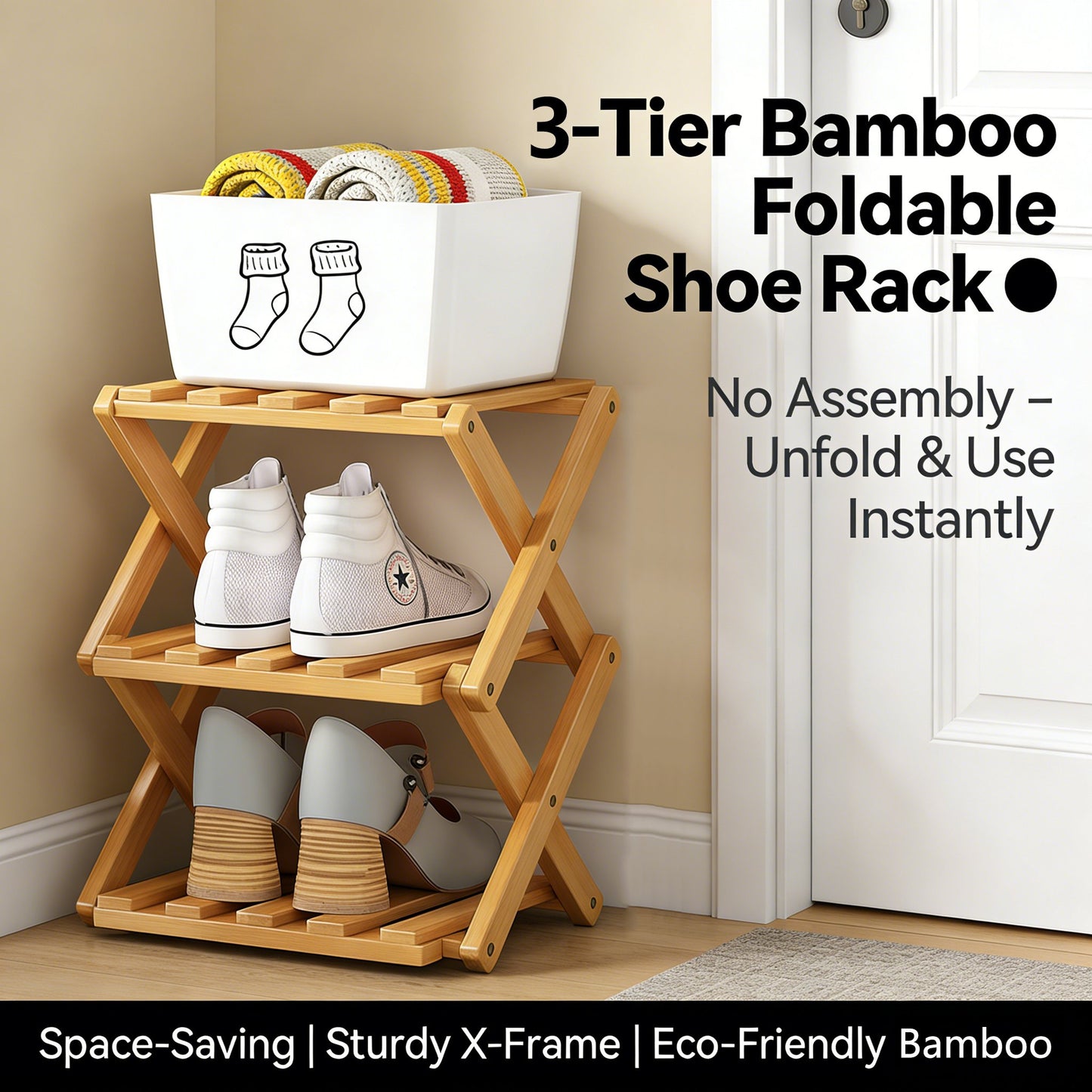 The 9-Tier No-Assembly Bamboo Rack !✨👟