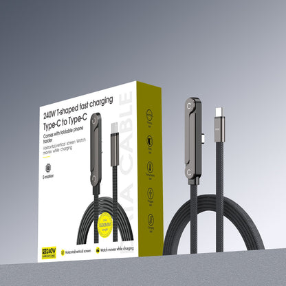 Cable de carga 2 en 1 desmontable con SuperCharge de 240 W y soporte invisible giratorio de 360°