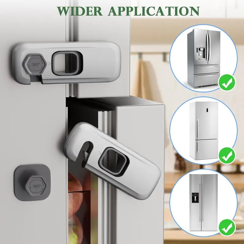 Cerradura de refrigerador a prueba de 5 paquetes, cerraduras de gabinete a prueba, cerradura de seguridad para horno, cerradura de refrigerador1