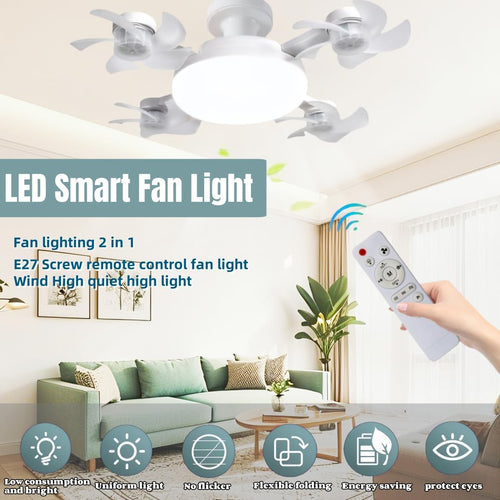 Luz de ventilador de techo LED 2 en 1 con control remoto