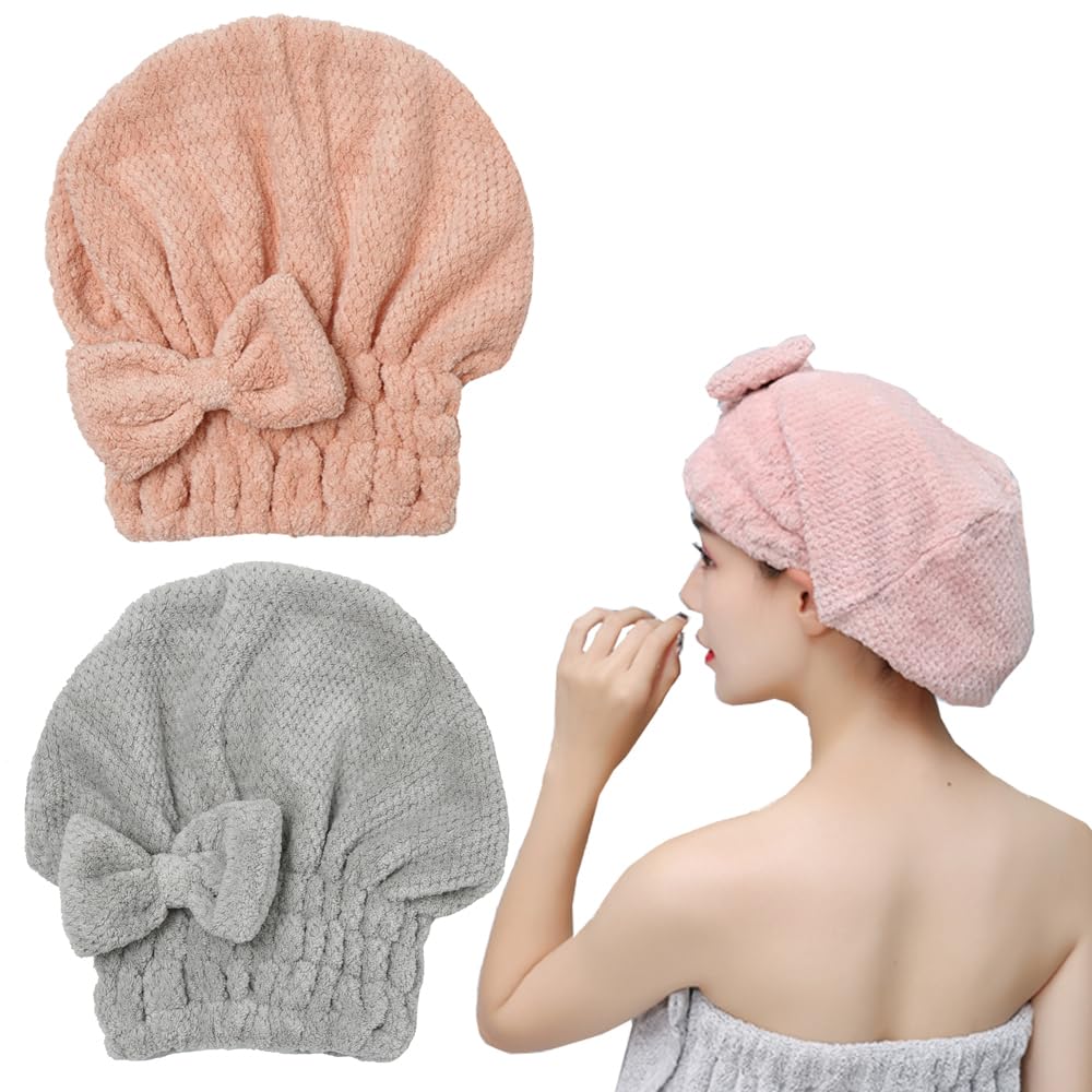 🎀Cute bow drying cap for women, absorbent quick-drying, thickened