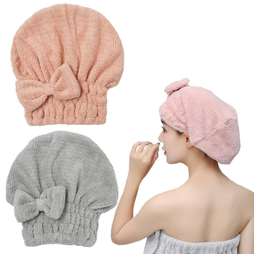 🎀Cute bow drying cap for women, absorbent quick-drying, thickened