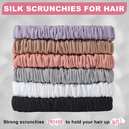 6Pcs Silk Hair Ties Small Silk Scrunchies for Women Girls Thin Skinny Hair Sleep Scrunchies No Damage