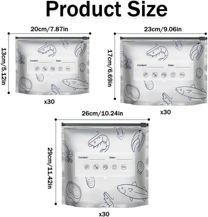 Reusable thickened upright aluminum foil sealing storage bags with labels