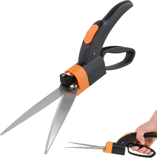 Tijeras cortacésped con cuchillas giratorias de 360 grados, cortador de césped ultraafilado con cuchillas de acero inoxidable de 5'', tijeras de jardinería y tijeras para cortar plantas