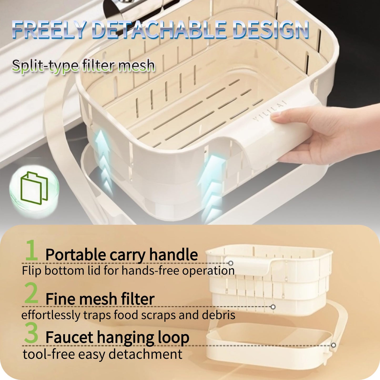 Cesta Colador Plegable para Fregadero de Cocina, Modelo Mejorado 2026