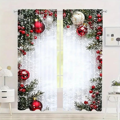 Christmas ball holiday printed curtains