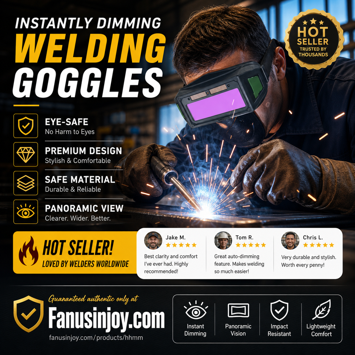 ⏳ Time-Limited 50% Off 🔥 Auto-Dimming Welding Safety Glasses — Solar Powered & Anti-Glare 👀